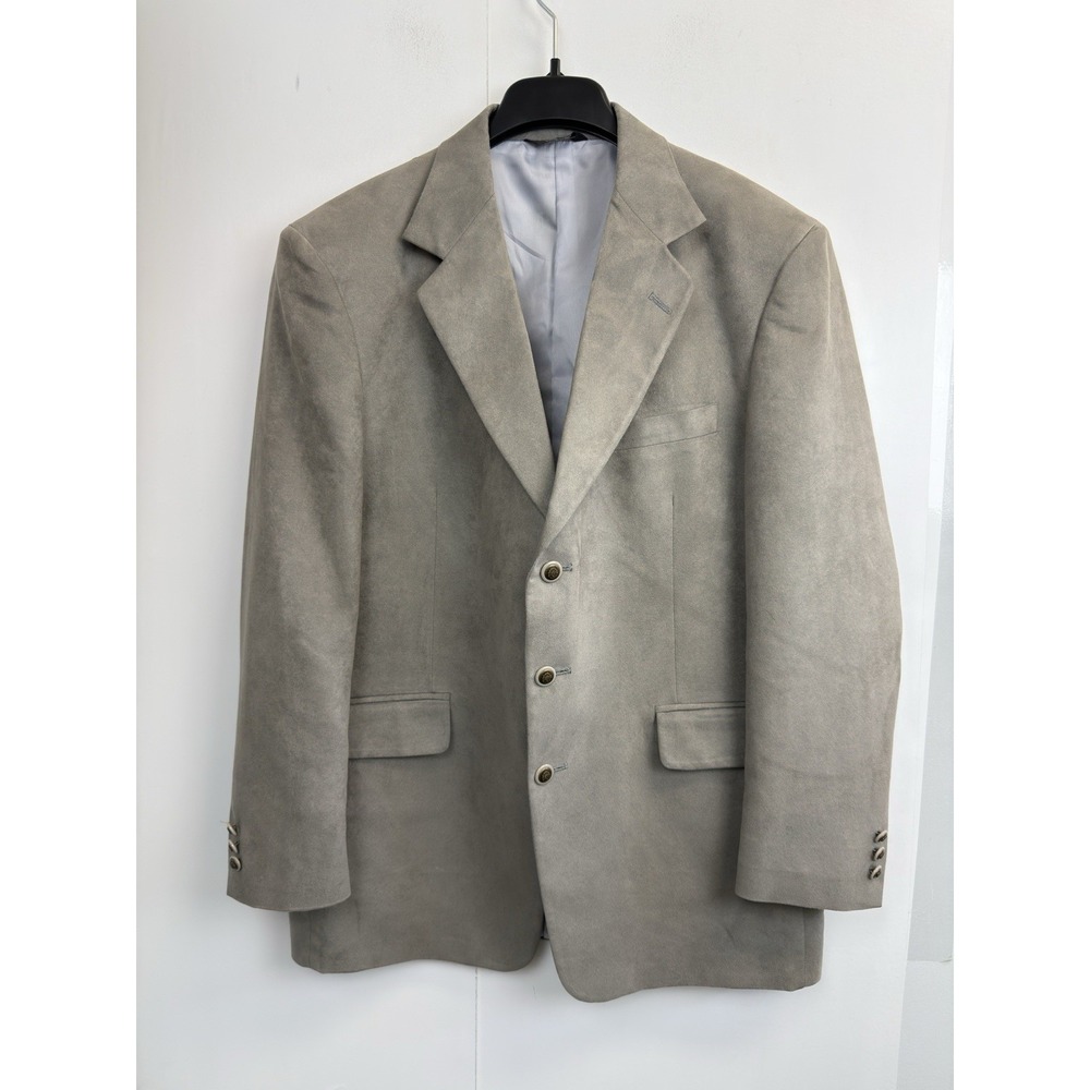 Barry Faux Suede Sport‎ Coat Blazer Men's Size  44R Grey Jacket 3 Button